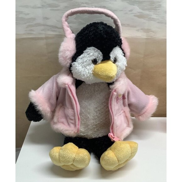 DanDee Vintage Princess Penguin Plush Stuffed Animal With Ear Warmers & Jacket - Picture 1 of 8